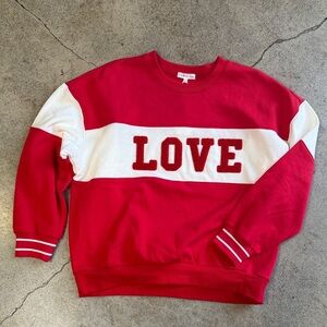 Z Supply Red and White Crewneck Sweater